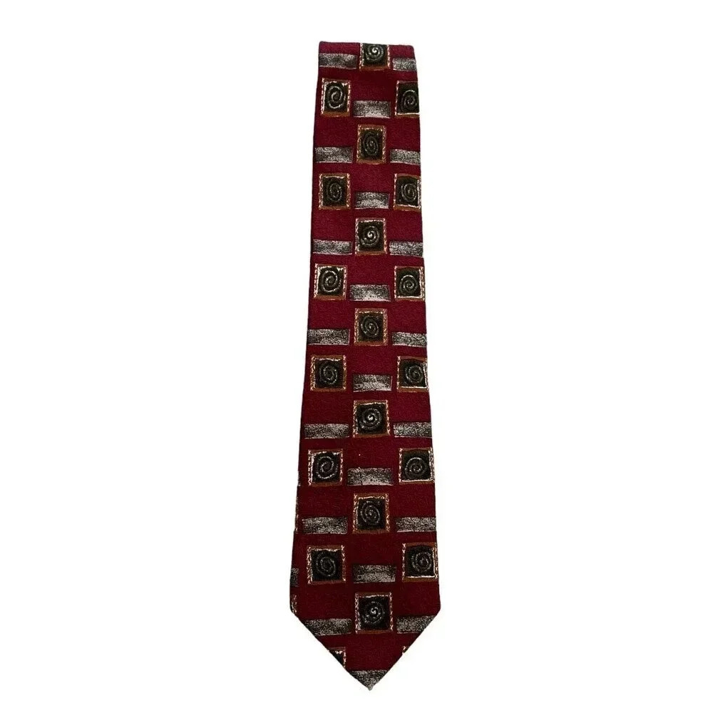Land’s End Red Printed Silk Necktie